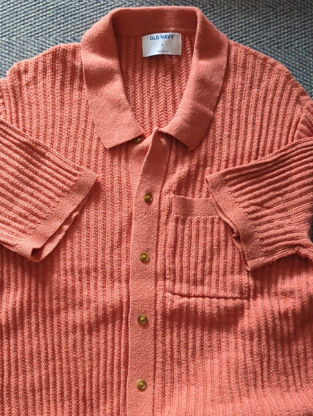 Old Navy Coral Ribbed Knit Polo Cardigan